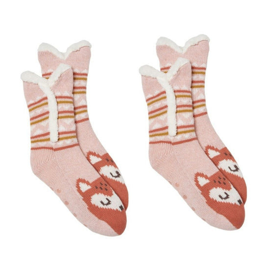 Secret Treasures Fox Colossal Cozy Slipper Socks, Shoe Size 4-10