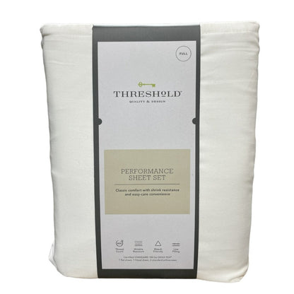 Threshold Performance Sheet Set, White, 400 Thread, 100% Cotton - Full Size, bedding