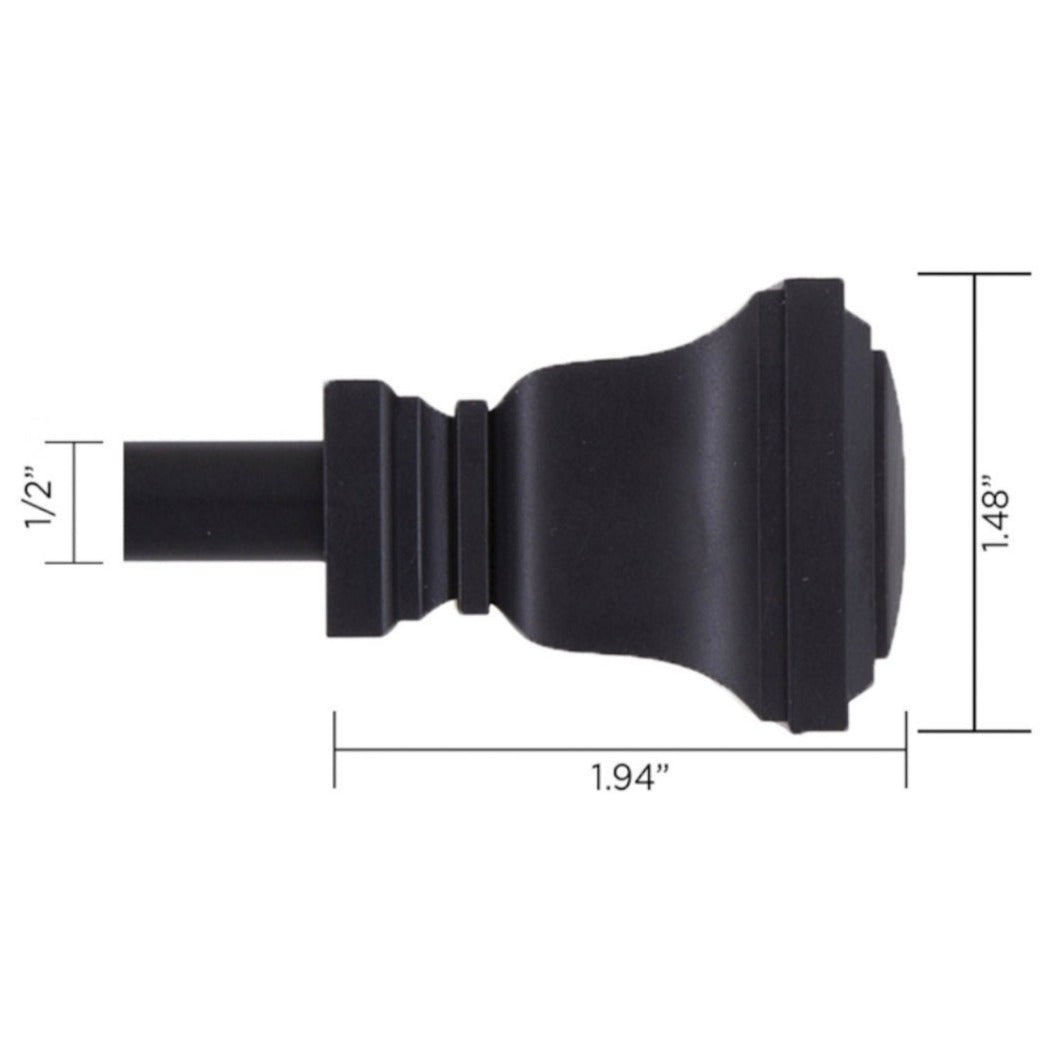 Twain Adjustable Petite Cafe Curtain Rod, Black Finish, 48-84 Inch, 1/2 Inch Diameter 