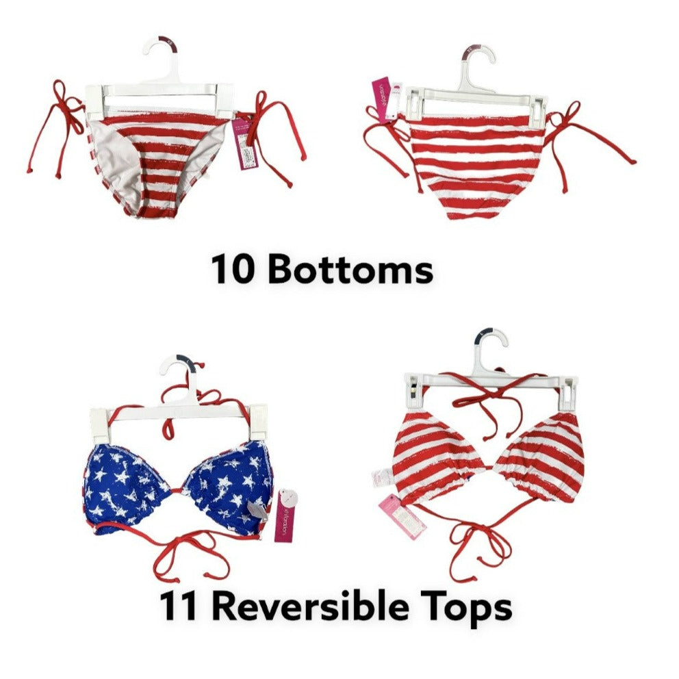 Wholesale Bikini swim suit liquidations overstock surplus Lot 21 PCs Xhilaration Swimwear Tops & Bottoms, Sizes From XS to XL