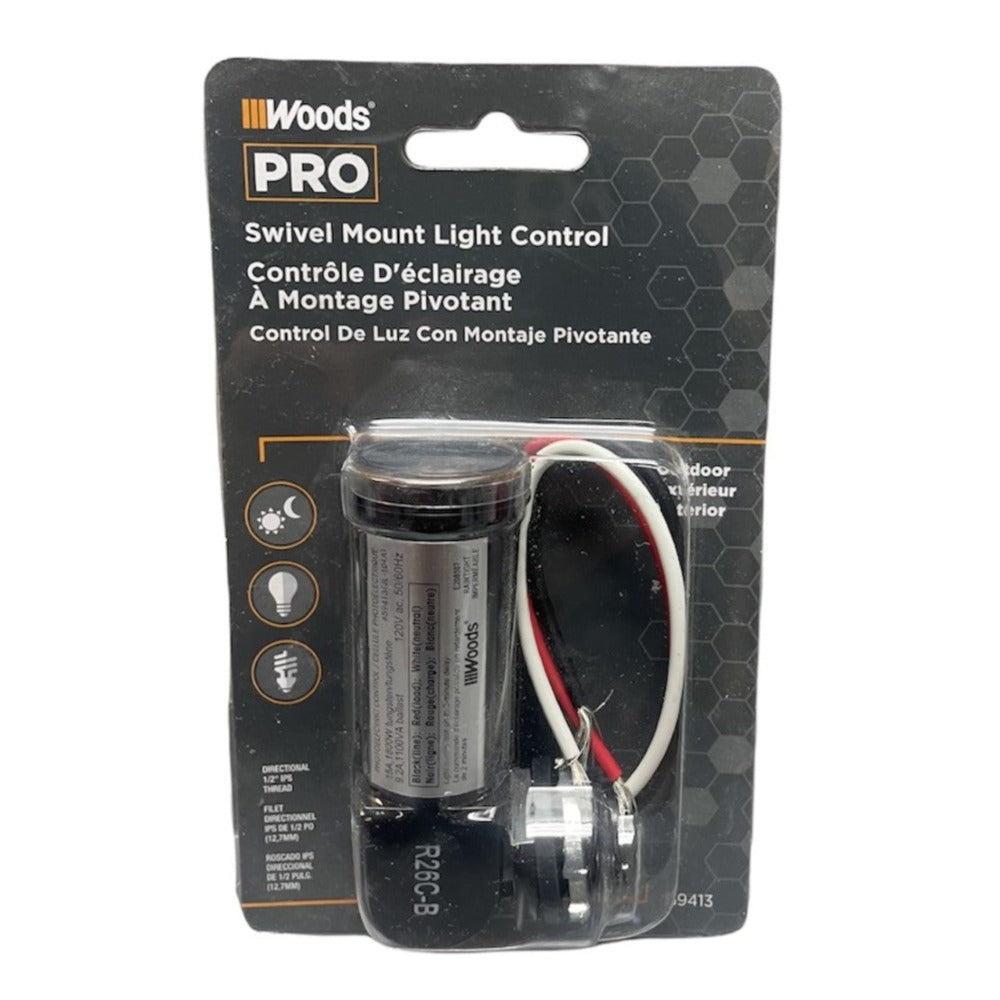 Woods Pro Outdoor Light Control Photocell And Swivel Mount 59413